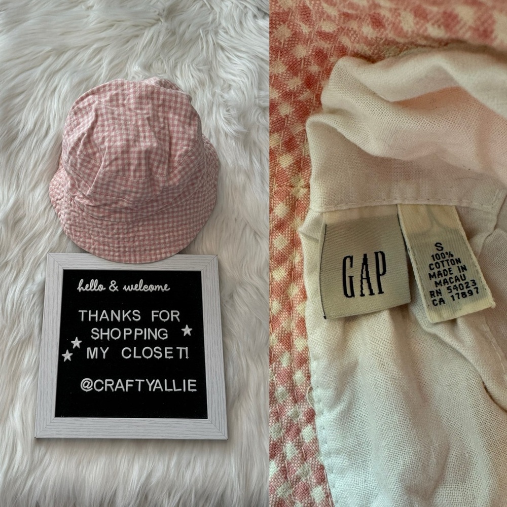 Vintage GAP Kids Pink Gingham Bucket Hat | Girls Small